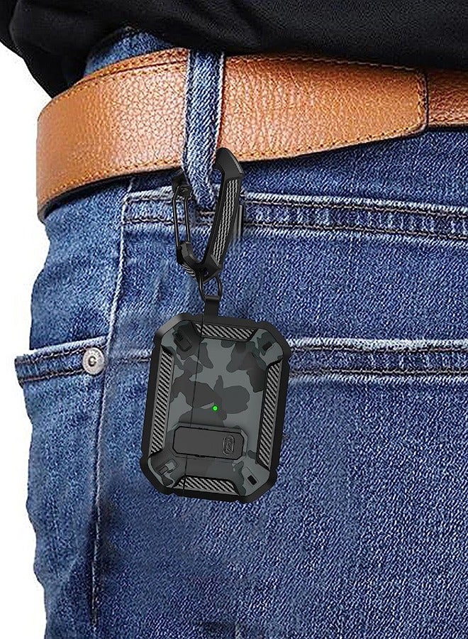Airpods Pro 2 Case Cover 2022, Airpods Pro 2 Protective Case with Lock, Military Hard Shell Rugged Shockproof Cover with Keychain Compatible with Apple Airpods Pro 2 2022 (Gray Camo) - Image 5