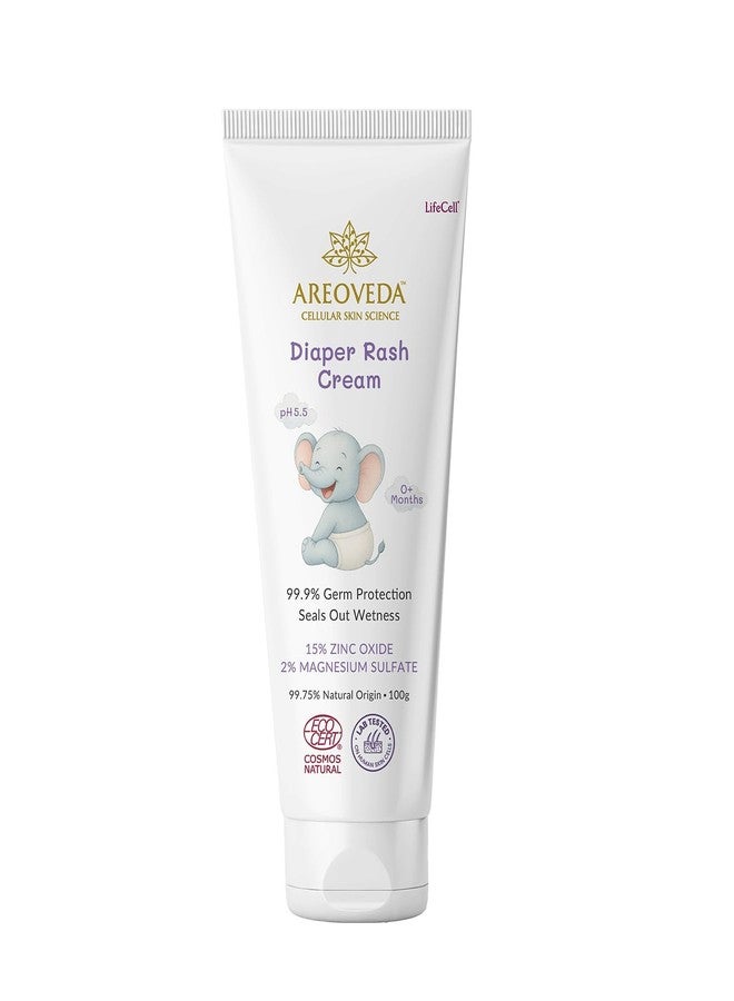 AreoVeda Diaper Rash Cream (100 gm), Suitable for newborns & babies, 15% Zinc Oxide, Prevents & Soothes Rashes from Day 1, Relieves Itchiness & Discomfort - Image 1