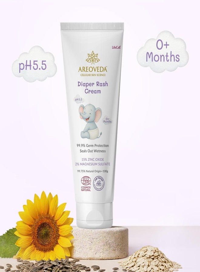 AreoVeda Diaper Rash Cream (100 gm), Suitable for newborns & babies, 15% Zinc Oxide, Prevents & Soothes Rashes from Day 1, Relieves Itchiness & Discomfort - Image 2