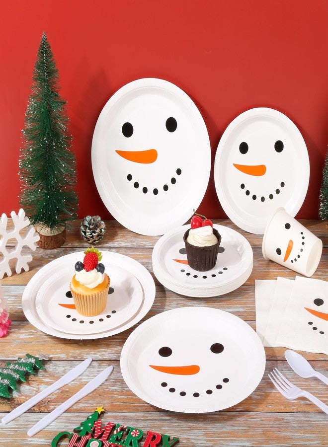 AimFun 175 Pcs Christmas Paper Plates and Napkins Winter Snowman Party Cups Forks Spoons Knives Dinnerware Kit for Xmas Holiday New Year Birthday Tableware Decoration - Image 5