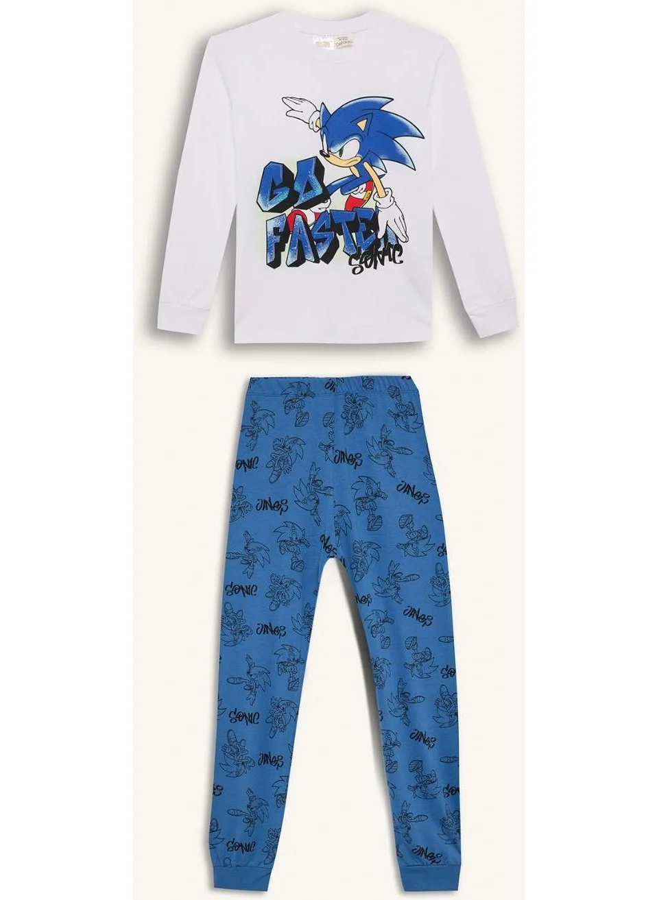 ديفاكتو Boys Pajama Set Sonic the Hedgehog Crew Neck Long Sleeve T-Shirt Long Bottom D5513A824WN