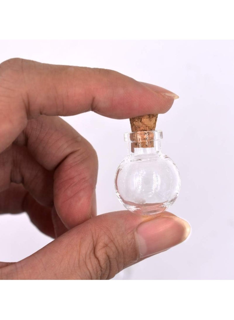 10 pcs Small Mini Glass Jars Bottles with Cork Stoppers and Eye Screws - 1ml Tiny Vials Wishing Message Bottle Charms Necklace Decorative Accessories for Wedding Party Favors,Ball Shape - Image 1