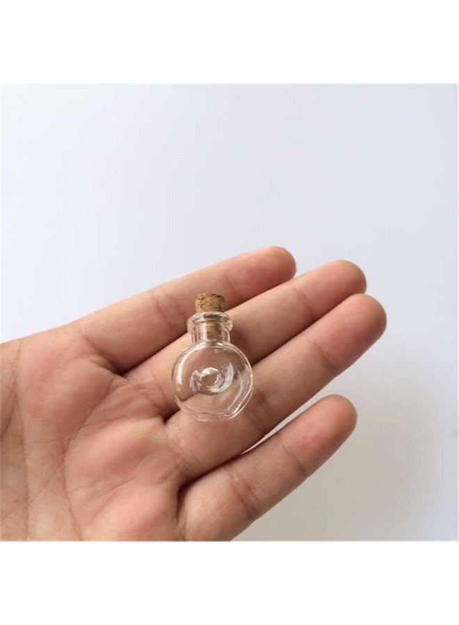 10 pcs Small Mini Glass Jars Bottles with Cork Stoppers and Eye Screws - 1ml Tiny Vials Wishing Message Bottle Charms Necklace Decorative Accessories for Wedding Party Favors,Ball Shape - Image 2