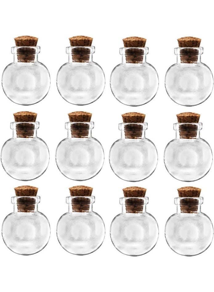10 pcs Small Mini Glass Jars Bottles with Cork Stoppers and Eye Screws - 1ml Tiny Vials Wishing Message Bottle Charms Necklace Decorative Accessories for Wedding Party Favors,Ball Shape - Image 3