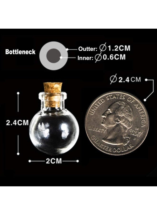 10 pcs Small Mini Glass Jars Bottles with Cork Stoppers and Eye Screws - 1ml Tiny Vials Wishing Message Bottle Charms Necklace Decorative Accessories for Wedding Party Favors,Ball Shape - Image 4