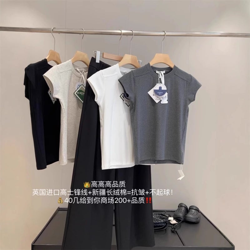 Women's Solid Color Cotton T-Shirt - Short Sleeve, Round Neck, Relaxed Fit - Image 2
