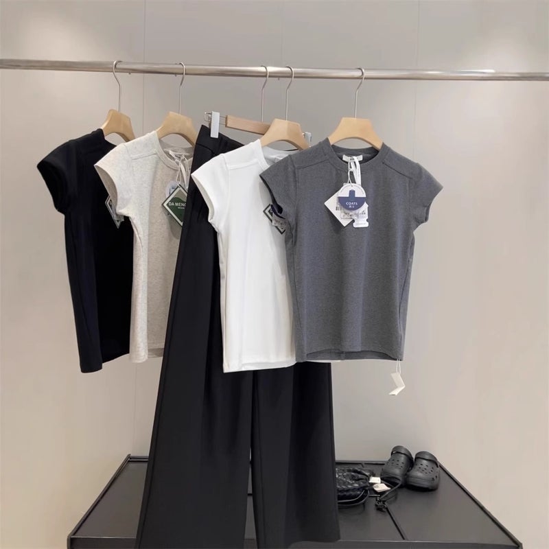 Women's Solid Color Cotton T-Shirt - Short Sleeve, Round Neck, Relaxed Fit - Image 1