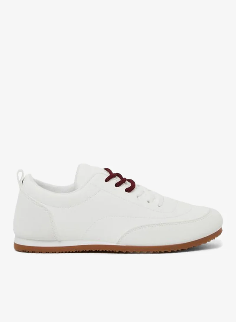 Styli White Lace-Up Retro Sneakers