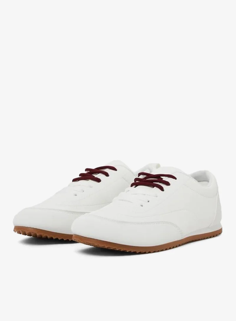 Styli White Lace-Up Retro Sneakers