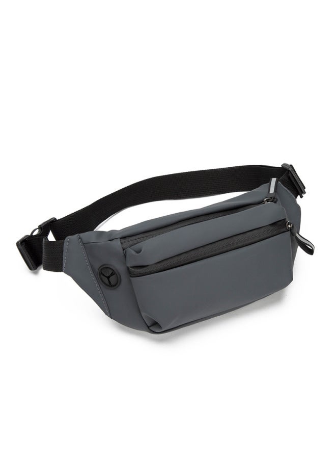 Solid Color Fixed Print LOGO Chest Bag Men's Casual Shoulder Bag Crossbody Backpack Waist Bag Business Travel Bag Wholesale-Color:Grey-Dimensions:10 Inch  - Image 1