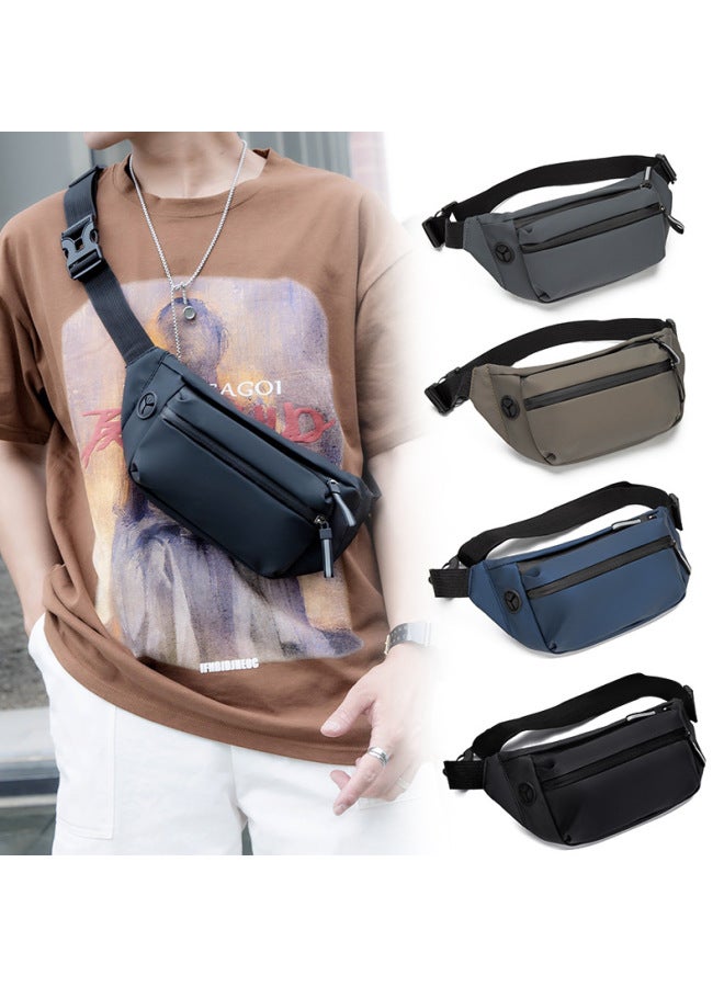 Solid Color Fixed Print LOGO Chest Bag Men's Casual Shoulder Bag Crossbody Backpack Waist Bag Business Travel Bag Wholesale-Color:Grey-Dimensions:10 Inch  - Image 3