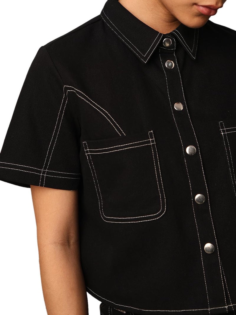 ONLY Women's Boxy Fit Black Shirt - Image 4