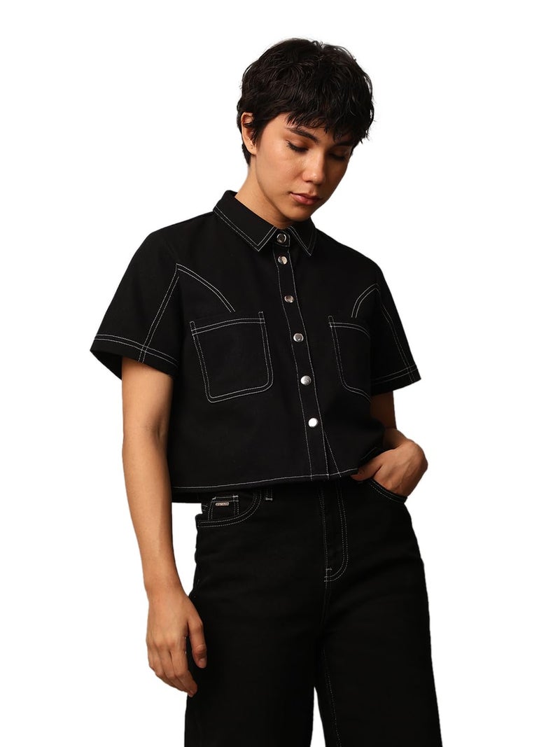 ONLY Women's Boxy Fit Black Shirt - Image 3