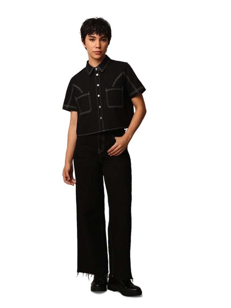 ONLY Women's Boxy Fit Black Shirt - Image 1