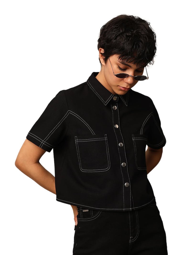 ONLY Women's Boxy Fit Black Shirt - Image 2