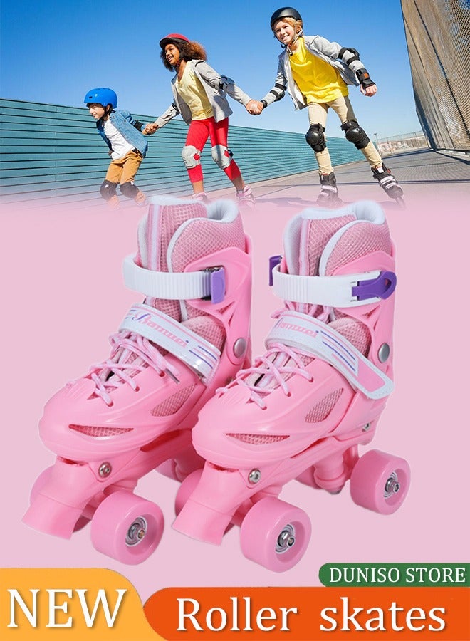DUNISO Roller Skates, Children's Roller Skates,Adjustable Size, Double Row 4 Wheels, Durable And Collision Resistant，Suitable For Girls And Boys,Suitable For Sizes 26 To 29，XS - Image 1
