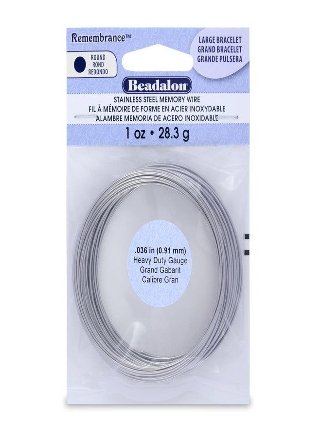 Beadalon Remembrance Stainless Steel Memory Wire, Heavy Duty Round, Bracelet, Large, Bright, 1 oz, approx. 30 coils - Image 1