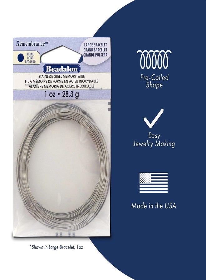 Beadalon Remembrance Stainless Steel Memory Wire, Heavy Duty Round, Bracelet, Large, Bright, 1 oz, approx. 30 coils - Image 2