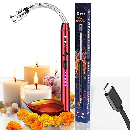 Eloxee Gas Lighter for Kitchen Use with USB-C Charging - Flameless Arc Lighter for Stoves, Candles & More - 400 Lights Per Charge, Rechargeable (1) - Image 2