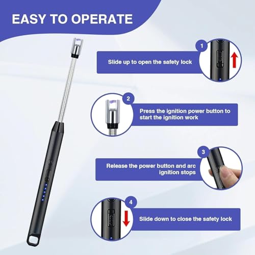 Eloxee Gas Lighter for Kitchen Use with USB-C Charging - Flameless Arc Lighter for Stoves, Candles & More - 400 Lights Per Charge, Rechargeable (1) - Image 4