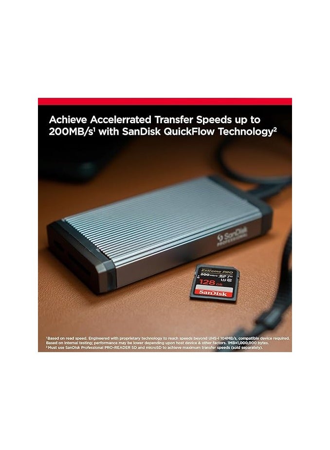 sandisk Extreme Pro SDXC card + RescuePRO Deluxe, Up To 200MB/s, UHS I, Class 10, U3, V30 SDSDXXD 128G GN4IN, Black - Image 2