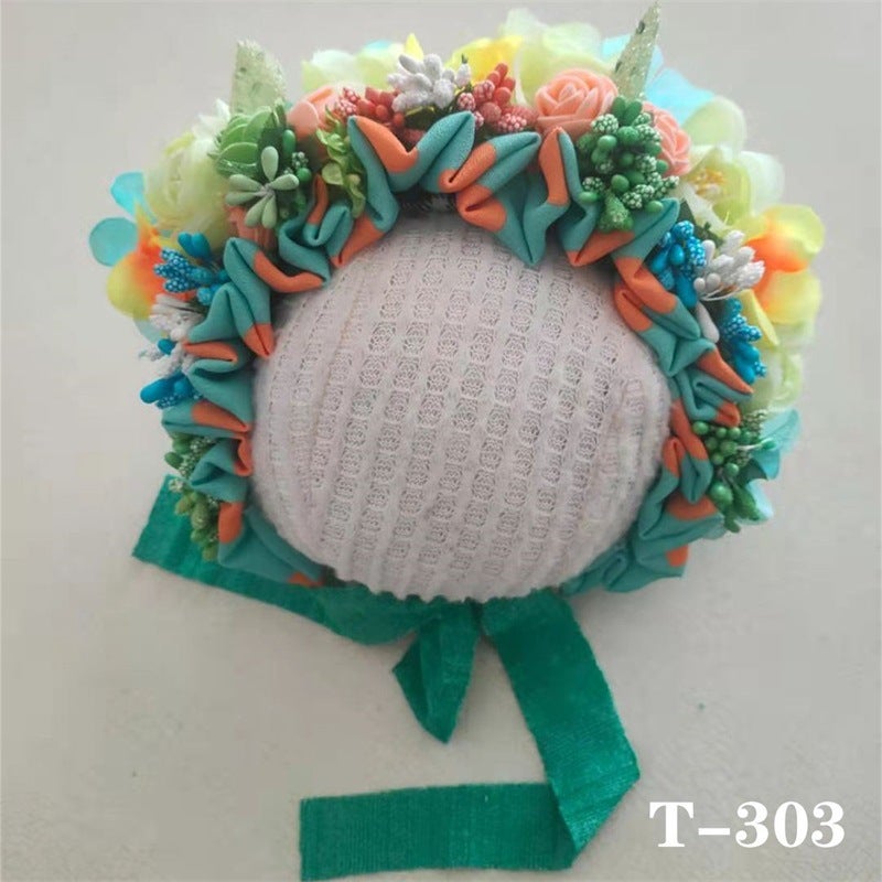 Newborn Children'S Headdress Baby Girl Pography Props Newborn One Month Old One Hundred Days Po Po Headdress Flower - Image 4