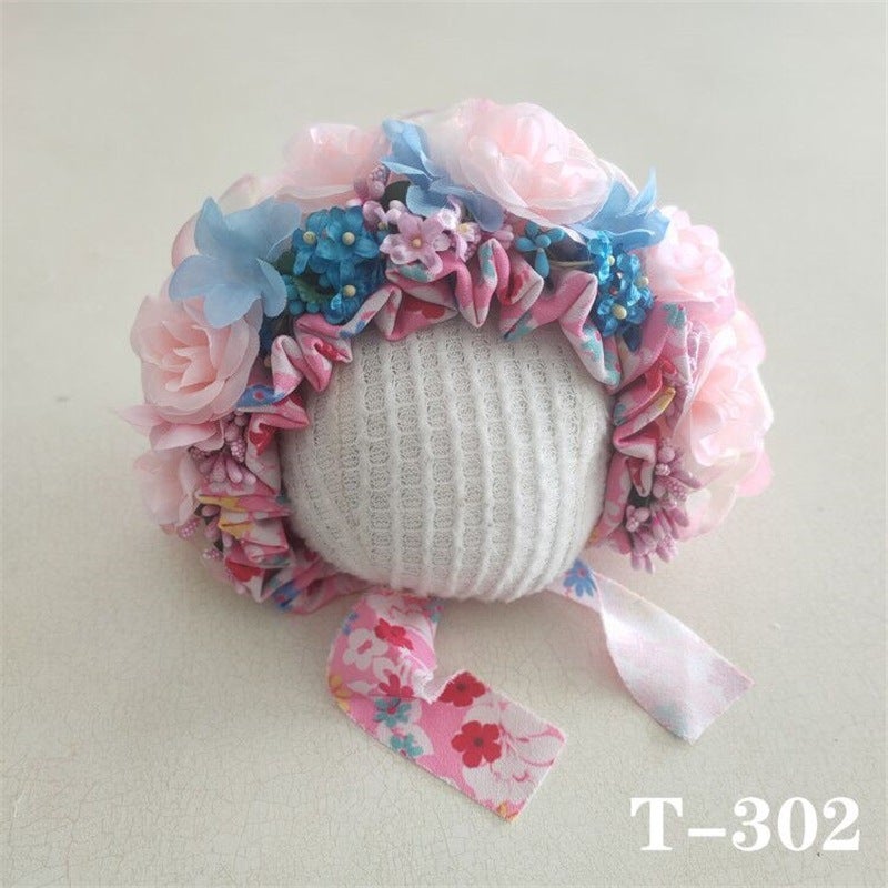 Newborn Children'S Headdress Baby Girl Pography Props Newborn One Month Old One Hundred Days Po Po Headdress Flower - Image 3