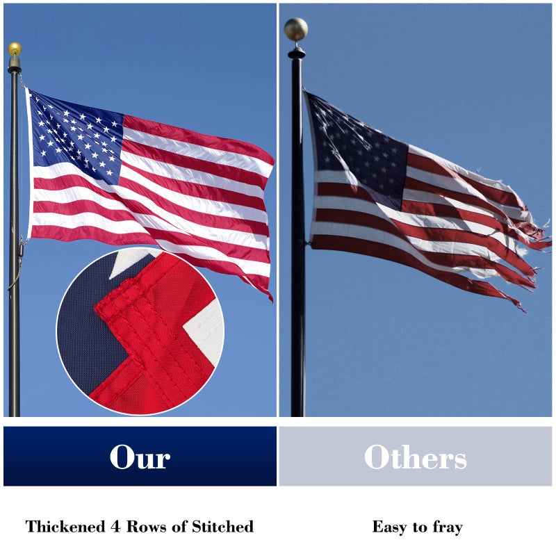 SLAVOL American Flag for Outside 3x5, Anti-Tear in Strong Winds US Flag, Durable Heavy Duty Polyester American Flags, Waterproof and Fade Resistant USA Flag for Outdoor - Image 3