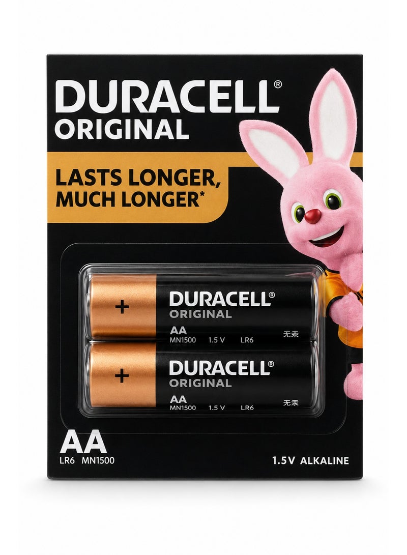 2 Pcs AA Alkaline Battery 1.5V LR6 MN1500 - Long Lasting, Leak-Resistant Power for Everyday Devices