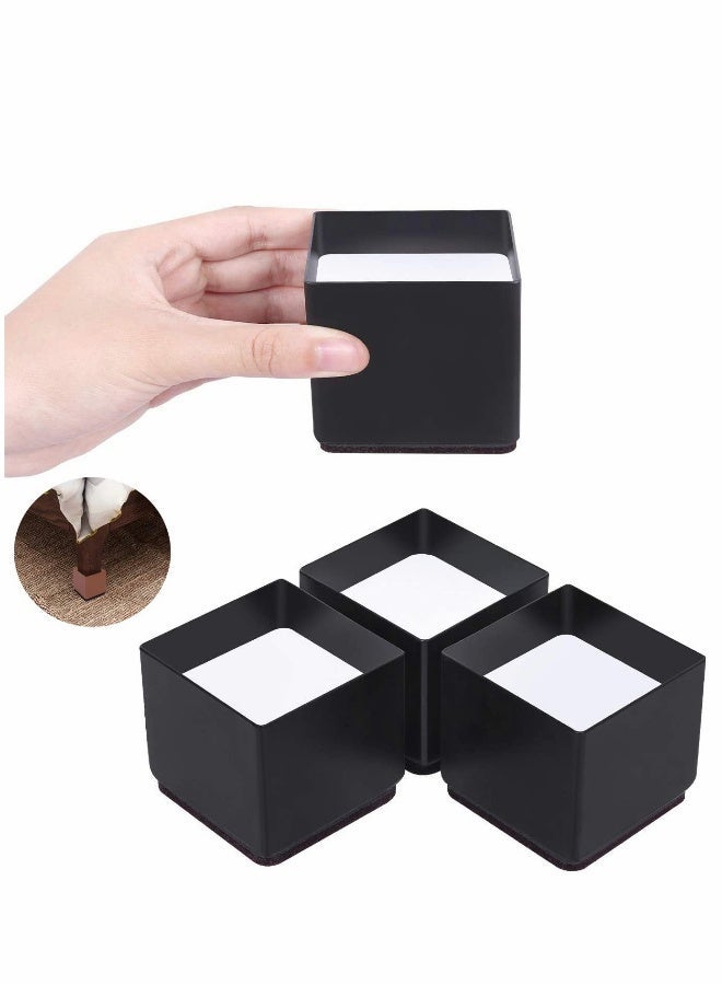 Furniture Risers, Steel Bed Risers, Lifts Height Desk or Sofa Lift , Non Slip Bottom Felt Pad, Heavy Duty Table, Sofa Riser Protect Floor（Square, 4Pack）
