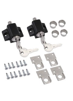 Sliding Patio Lock, Door Lock Reinforcer Privacy Door Latch, Sliding Patio Lock Sliding Patio Door Latches Set, Security Lock Window and Patio Door Window Bolt Sliding Universal Locks 2Pcs Black