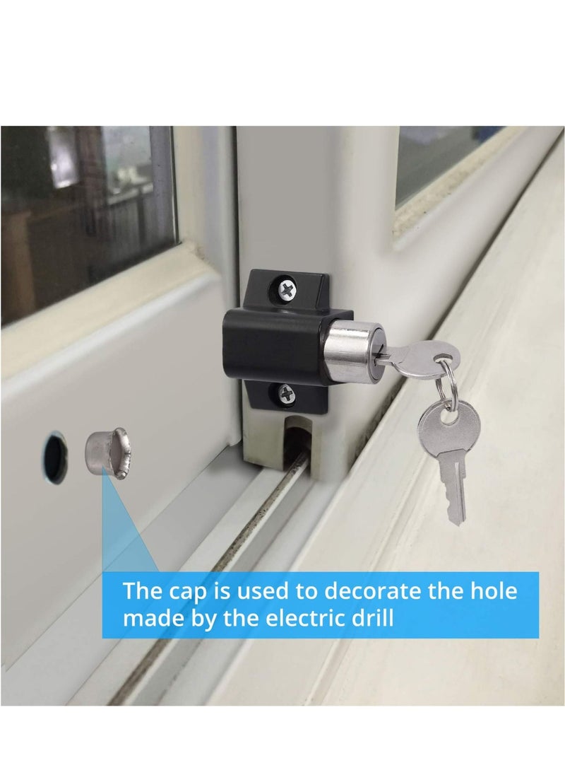 SYOSI - Sliding Patio Lock, Door Lock Reinforcer Privacy Door Latch, Sliding Patio Lock Sliding Patio Door Latches Set, Security Lock Window and Patio Door Window Bolt Sliding Universal Locks 2Pcs Black - Image 1