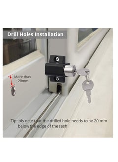 SYOSI Sliding Patio Lock, Door Lock Reinforcer Privacy Door Latch, Sliding Patio Lock Sliding Patio Door Latches Set, Security Lock Window and Patio Door Window Bolt Sliding Universal Locks 2Pcs Black  - Image 3