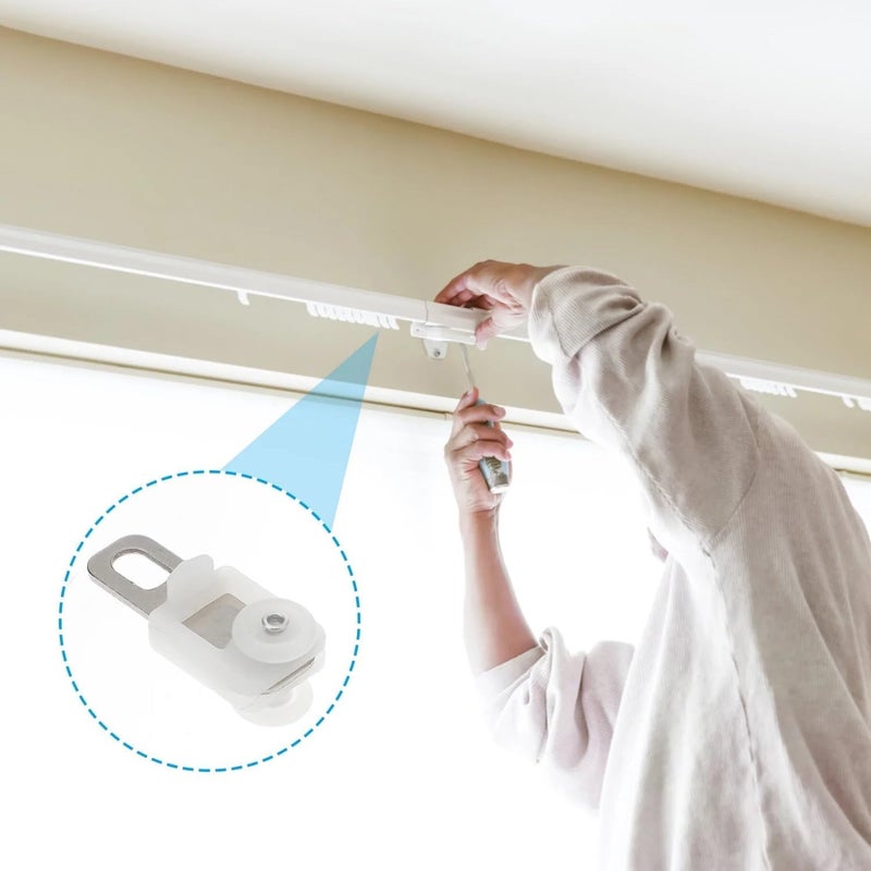 10pcs White Plastic Sliding Curtain Rollers Curtain Track Hooks Sliding Curtain Track Clips - Image 3
