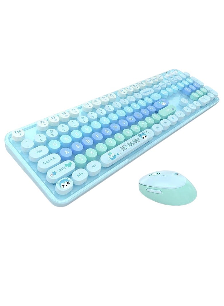 موفيفي مجموعة لوحة مفاتيح وماوس لاسلكية كاملة الحجم 2.4 جيجاهرتز، لوحة مفاتيح وماوس لاسلكية ملونة للكمبيوتر، لوحة مفاتيح صامتة خفيفة الوزن وقابلة للحمل مع ماوس، (لون أزرق مختلط) - Image 1