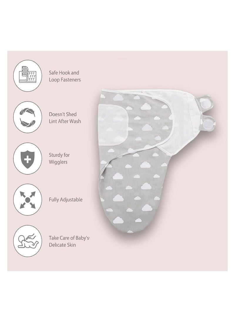 Y&D 3 Pcs Newborn Swaddle Blanket Wrap 0-3 Months 100% Breathable Cotton Swaddlers Sleep Sack with Adjustable Wings for Baby Boys and Girls  - Image 4
