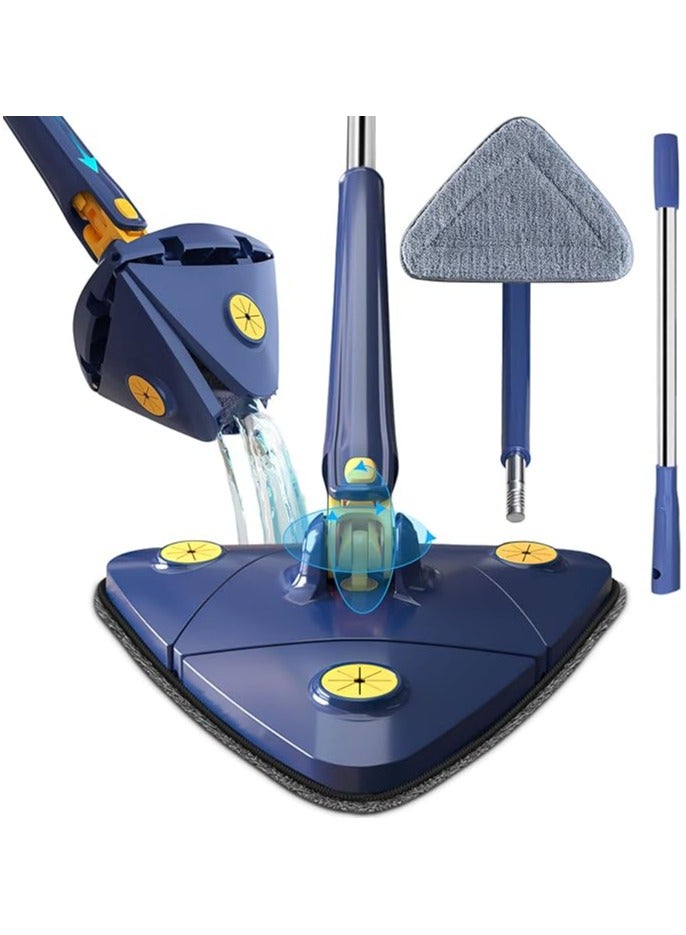 Xintianwang 360 Degree Rotatable Adjustable Cleaning Mop - Imitation Hand Twist Quick Dry Mop, Extendable Triangle Mop 360° Rotatable Adjustable 130 cm Cleaning Mop (Blue) - Image 1