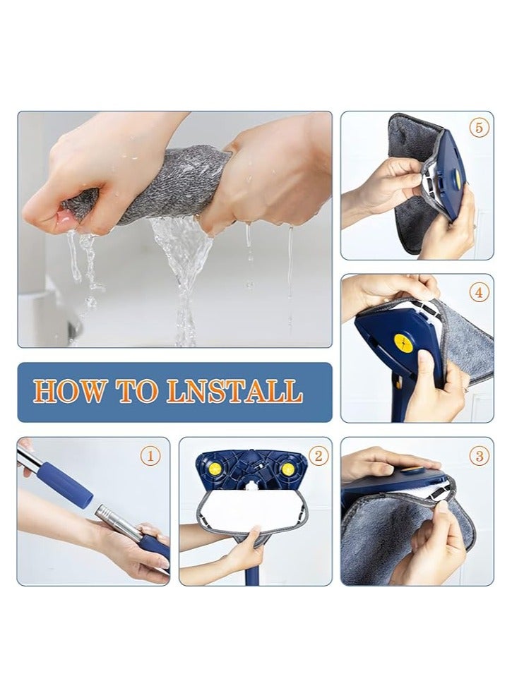 Xintianwang 360 Degree Rotatable Adjustable Cleaning Mop - Imitation Hand Twist Quick Dry Mop, Extendable Triangle Mop 360° Rotatable Adjustable 130 cm Cleaning Mop (Blue) - Image 2