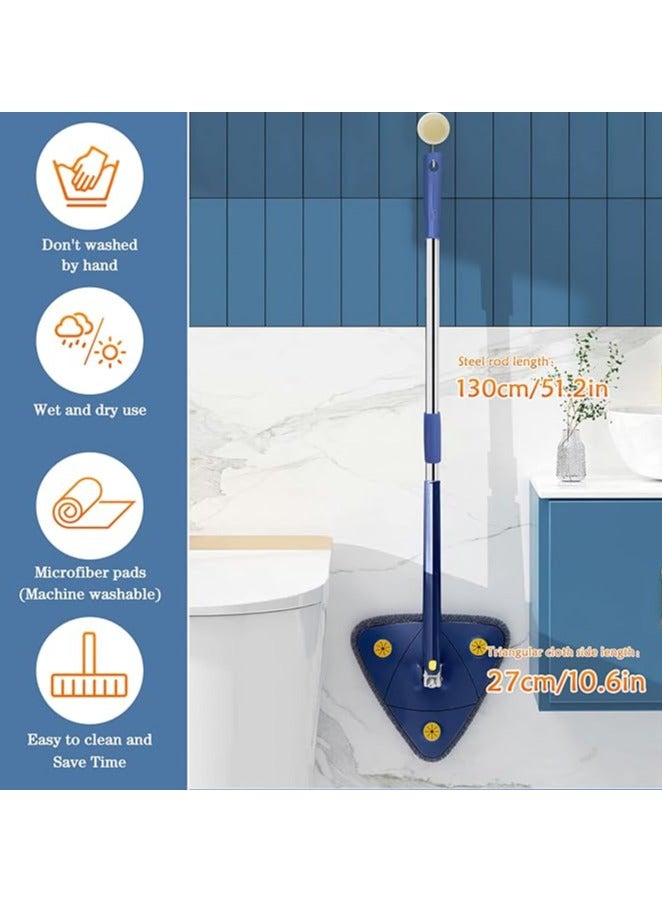 Xintianwang 360 Degree Rotatable Adjustable Cleaning Mop - Imitation Hand Twist Quick Dry Mop, Extendable Triangle Mop 360° Rotatable Adjustable 130 cm Cleaning Mop (Blue) - Image 5