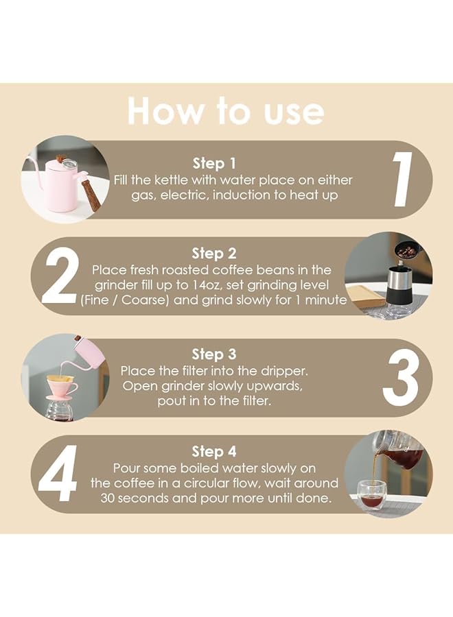 erorex V60 Coffee Maker Set Pour Over Coffee Maker Set With Portable Carry Case Coffee Scale Coffee Pot Coffee Filter Coffee Grinder 10 Pieces Pink Set 6 - Image 3