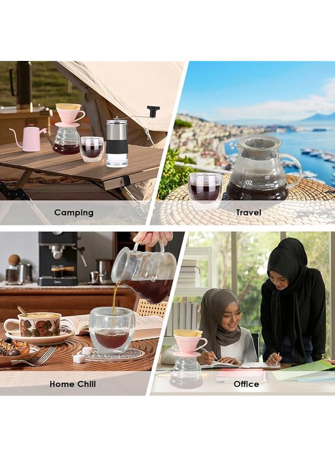 erorex V60 Coffee Maker Set Pour Over Coffee Maker Set With Portable Carry Case Coffee Scale Coffee Pot Coffee Filter Coffee Grinder 10 Pieces Pink Set 6 - Image 5