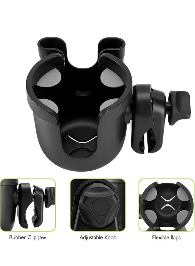 Stroller Cup Holder with Phone Holder, Universal Cup Holder 2-in-1 Cup Phone Holder for Stroller, Bike, Wheelchair, Walker, Scooter - Image 2