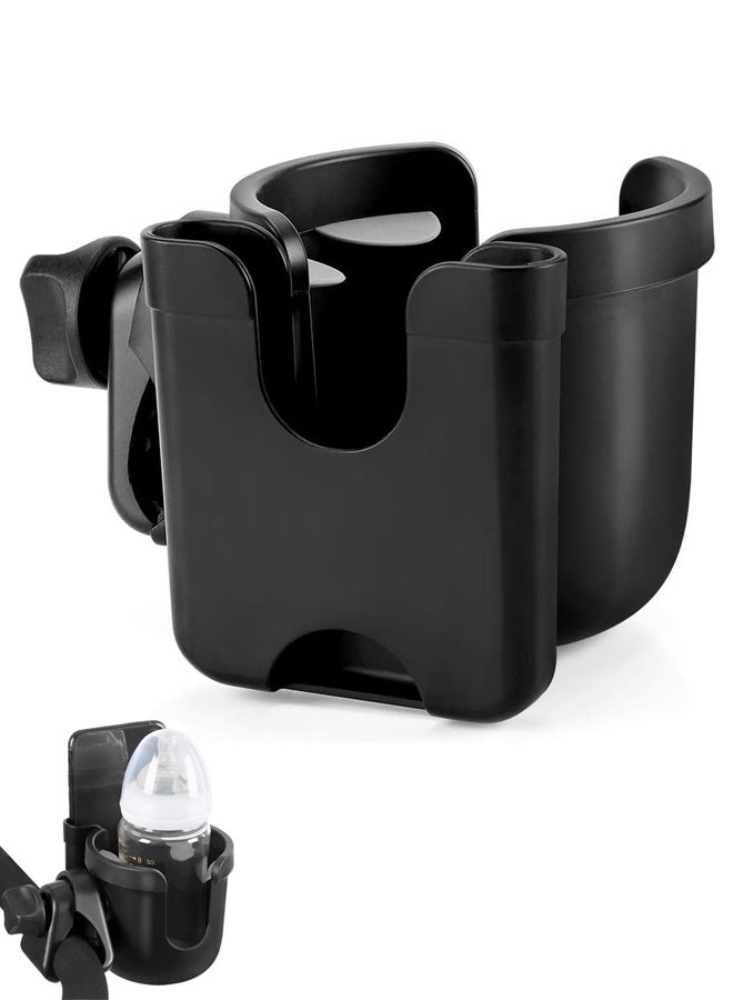 Stroller Cup Holder with Phone Holder, Universal Cup Holder 2-in-1 Cup Phone Holder for Stroller, Bike, Wheelchair, Walker, Scooter - Image 1