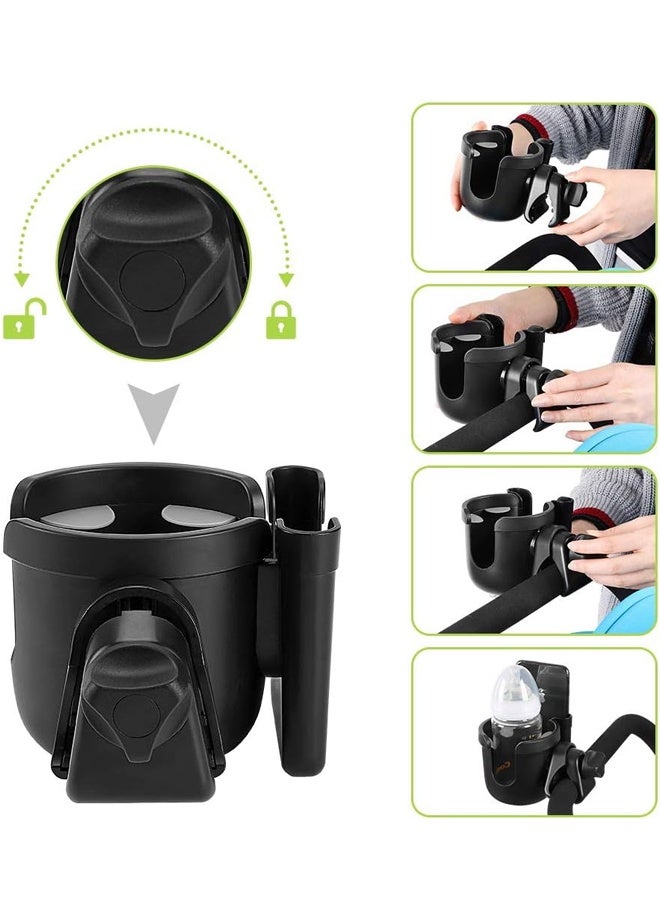 Stroller Cup Holder with Phone Holder, Universal Cup Holder 2-in-1 Cup Phone Holder for Stroller, Bike, Wheelchair, Walker, Scooter - Image 3