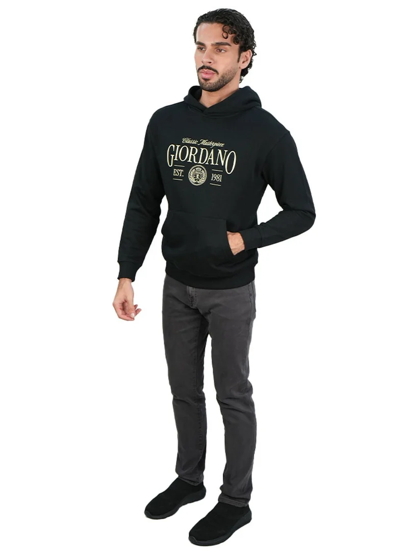 جيوردانو Men’s Relaxed French Terry Hoodie with Front Print