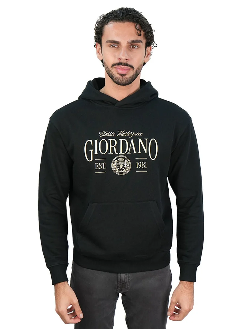 جيوردانو Men’s Relaxed French Terry Hoodie with Front Print