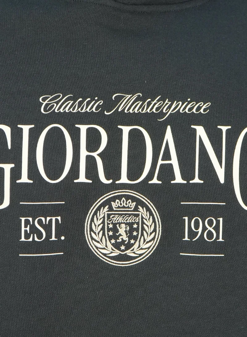 GIORDANO  Men’s Relaxed French Terry Hoodie with Front Print for Men | Best Price UAE