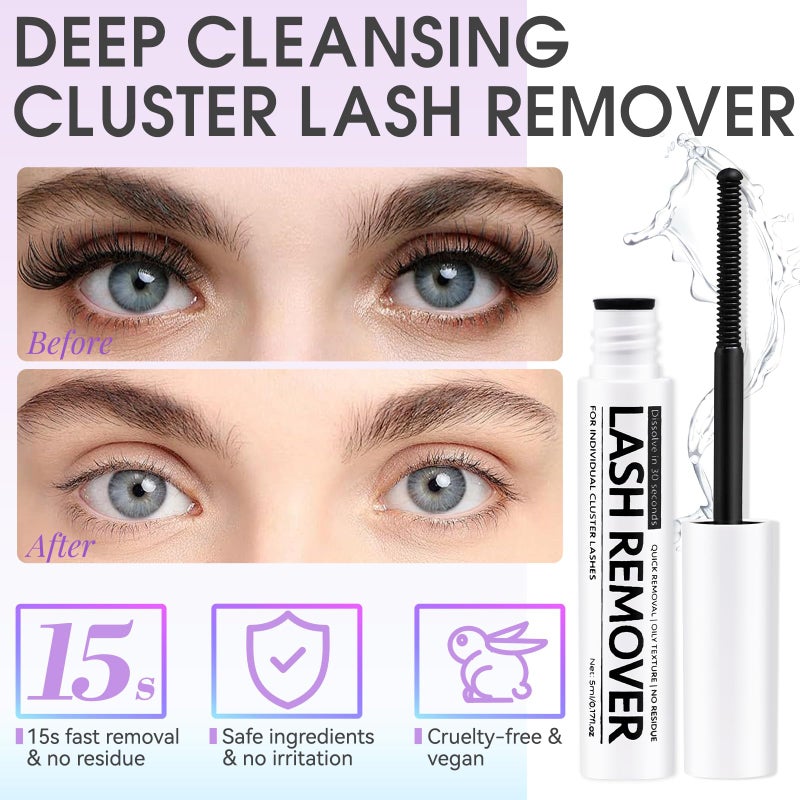Miuffue 3 PCS Lash Kit Bond and Seal with Tweezers Remover Kit, DIY Eyelash Glue and Lash Applicator Tool Cluster Glue Remover Fast Removal with No Residue - Image 5