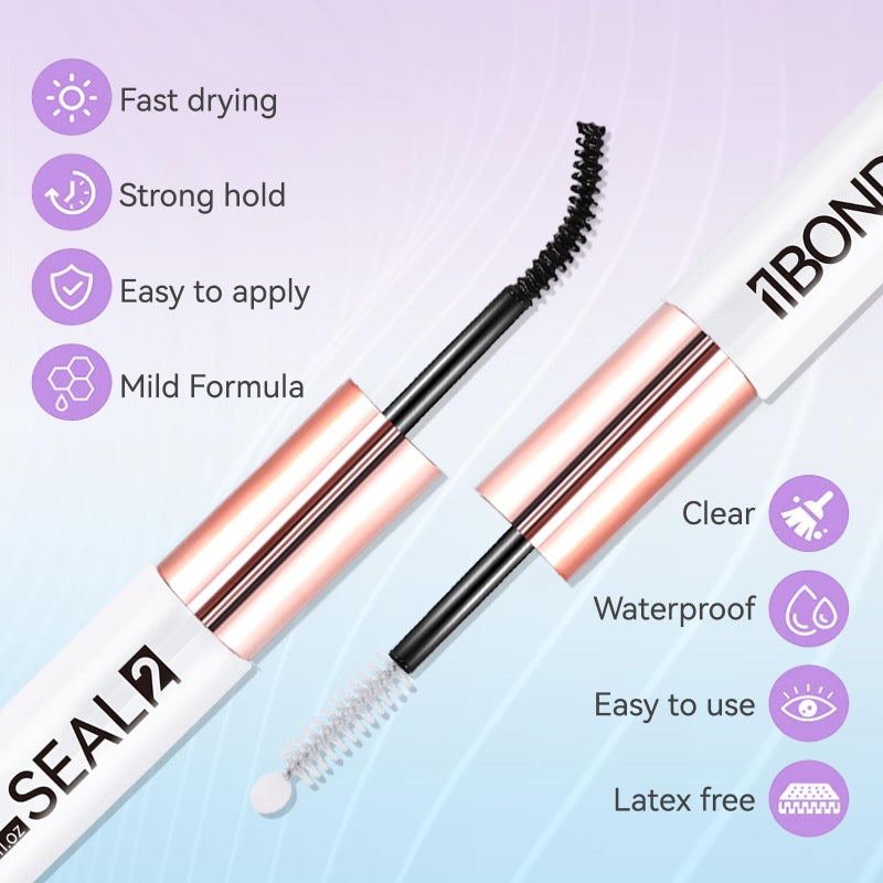 Miuffue 3 PCS Lash Kit Bond and Seal with Tweezers Remover Kit, DIY Eyelash Glue and Lash Applicator Tool Cluster Glue Remover Fast Removal with No Residue - Image 4