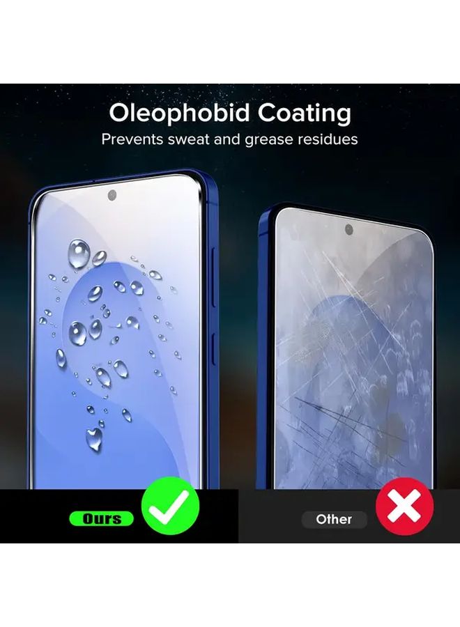 واقي شاشة من الزجاج المقوى ثلاثي القطع لجهاز Galaxy S25 FE، شفاف عالي الوضوح، مقاوم للخدوش، تغطية كاملة. - Image 2